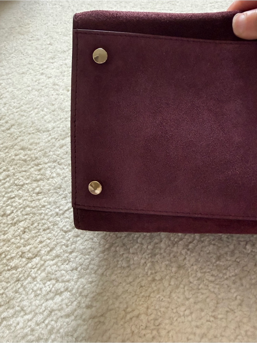 NWT CLAUDIA FIRENZE Suede Handbag East/West Style Burgundy/ Deep Wine - Picture 5 of 13